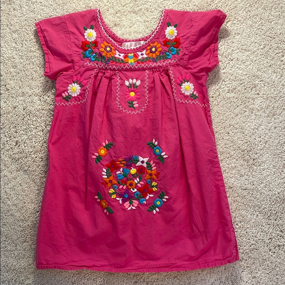 Pink Embroidered Floral Dress